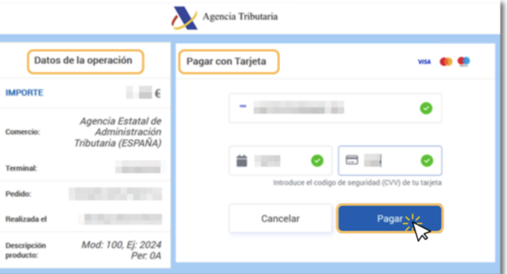 imagen del pago con tarjeta de la renta