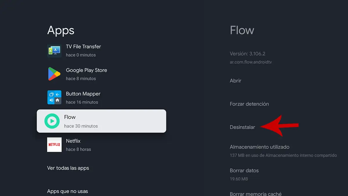 Desinstalar aplicaciones Android TV