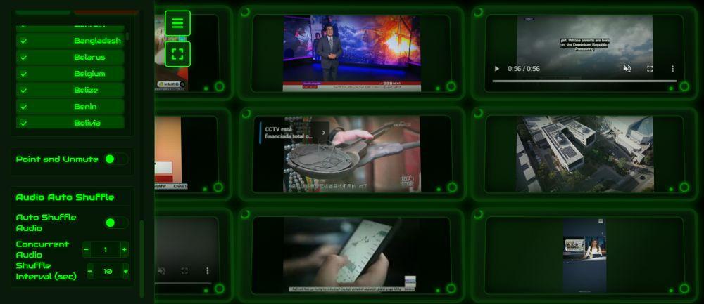 Un mosaico de canales en la web Live TV Wall