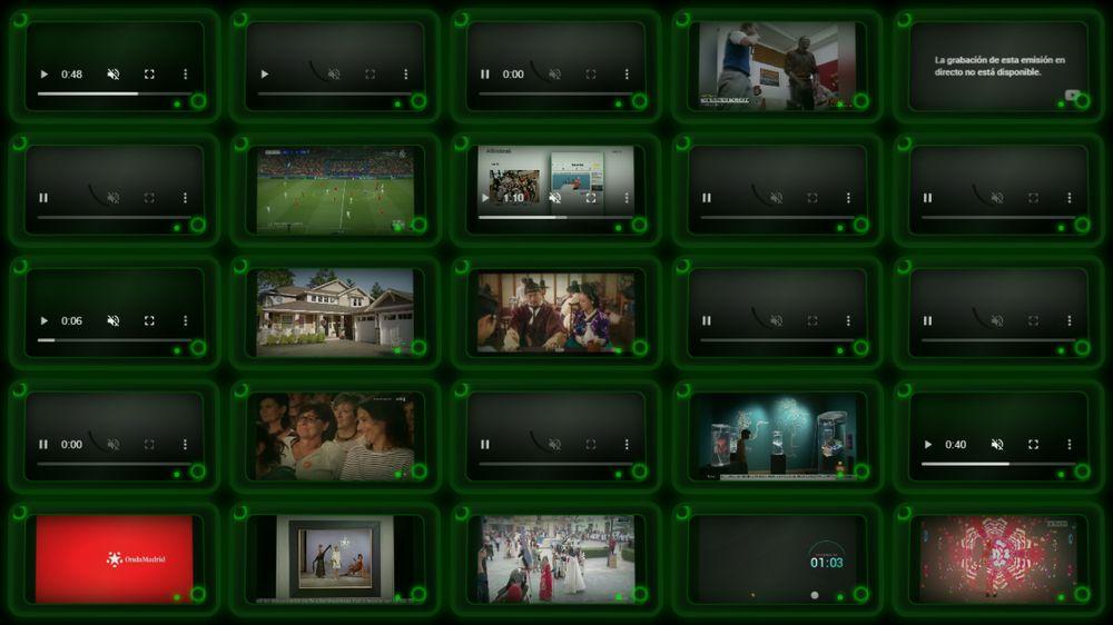 Canales en mosaico en la web Live TV Wall