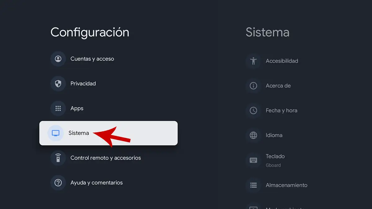 Opciones de Android TV