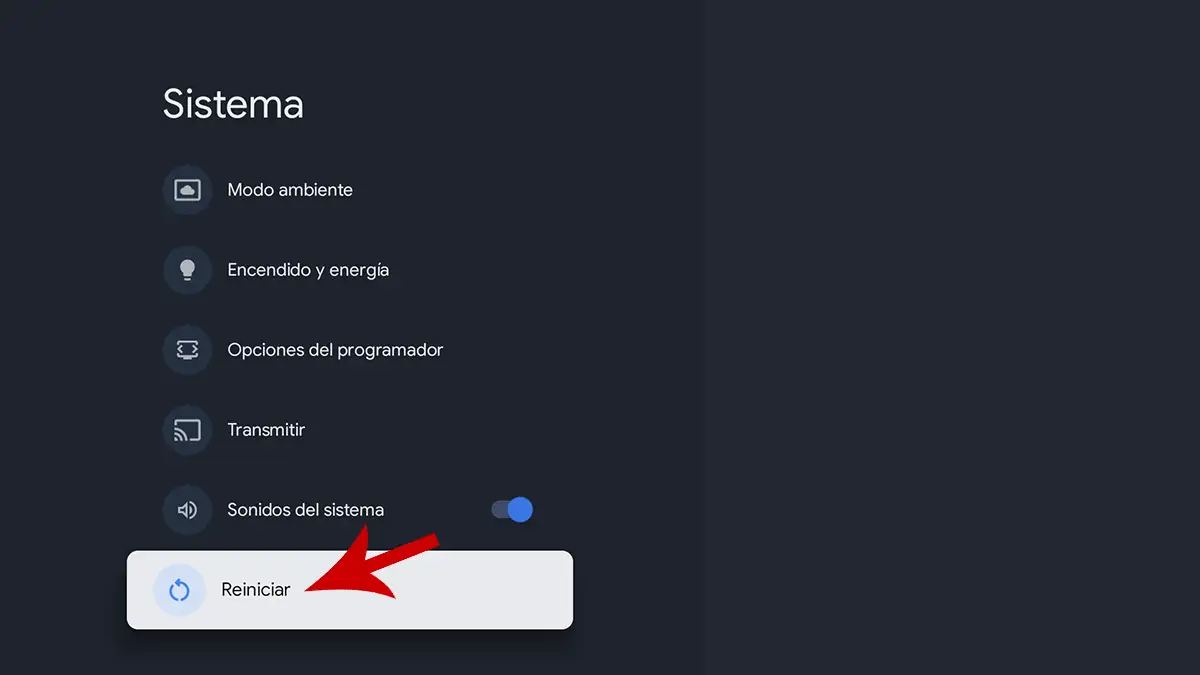 Reiniciar el televisor