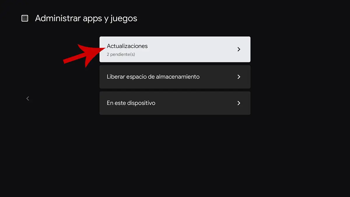 Ver actualizaciones de apps Android TV