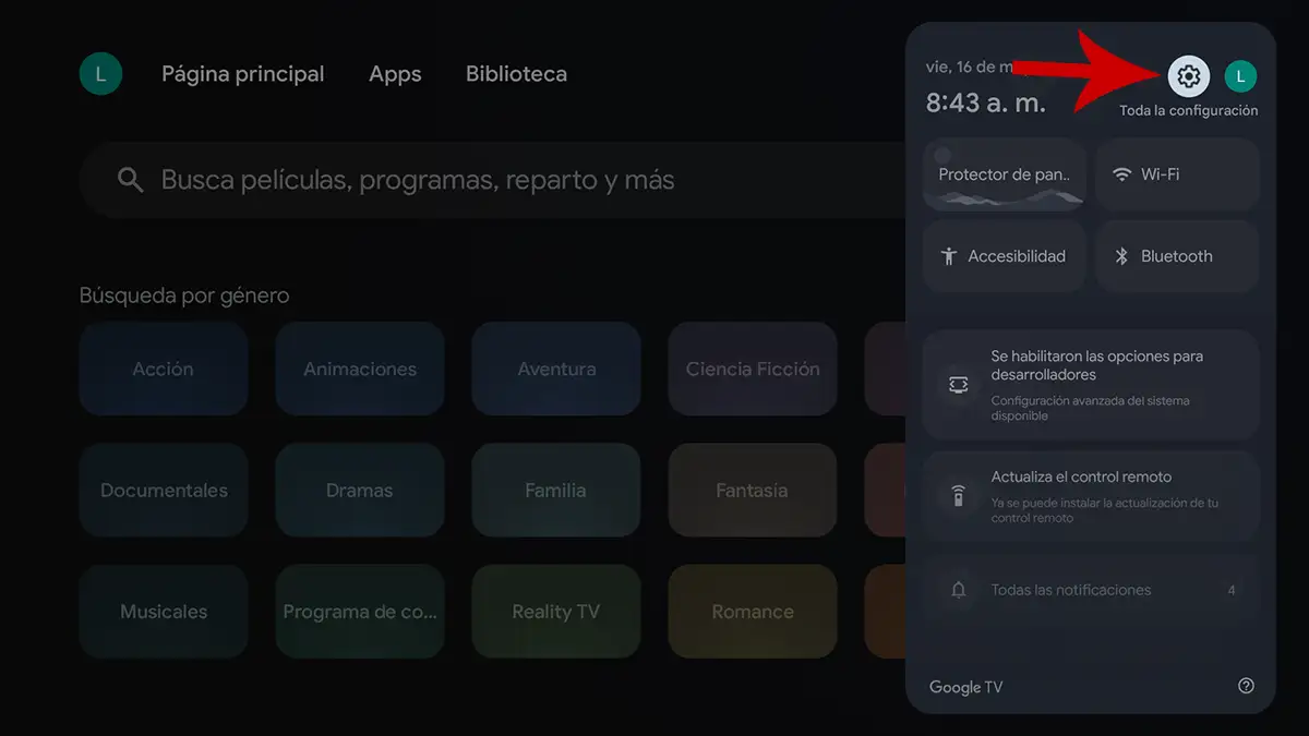 Ver la configuración del Android TV