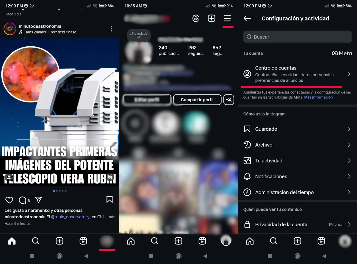 Pasos para eliminar el inicio de sesión guardado en Instagram - parte 1.