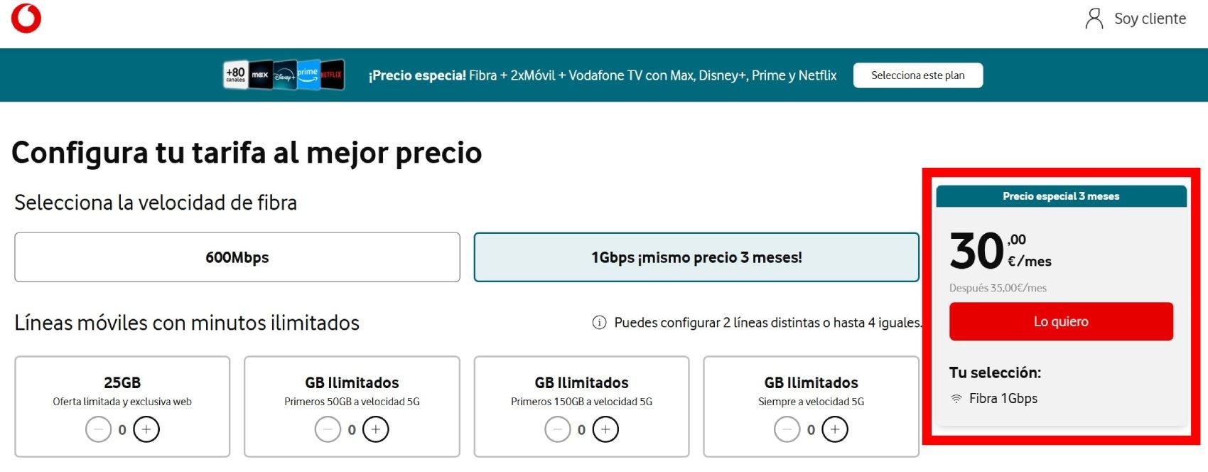 Vodafone TV páginas web con ofertas