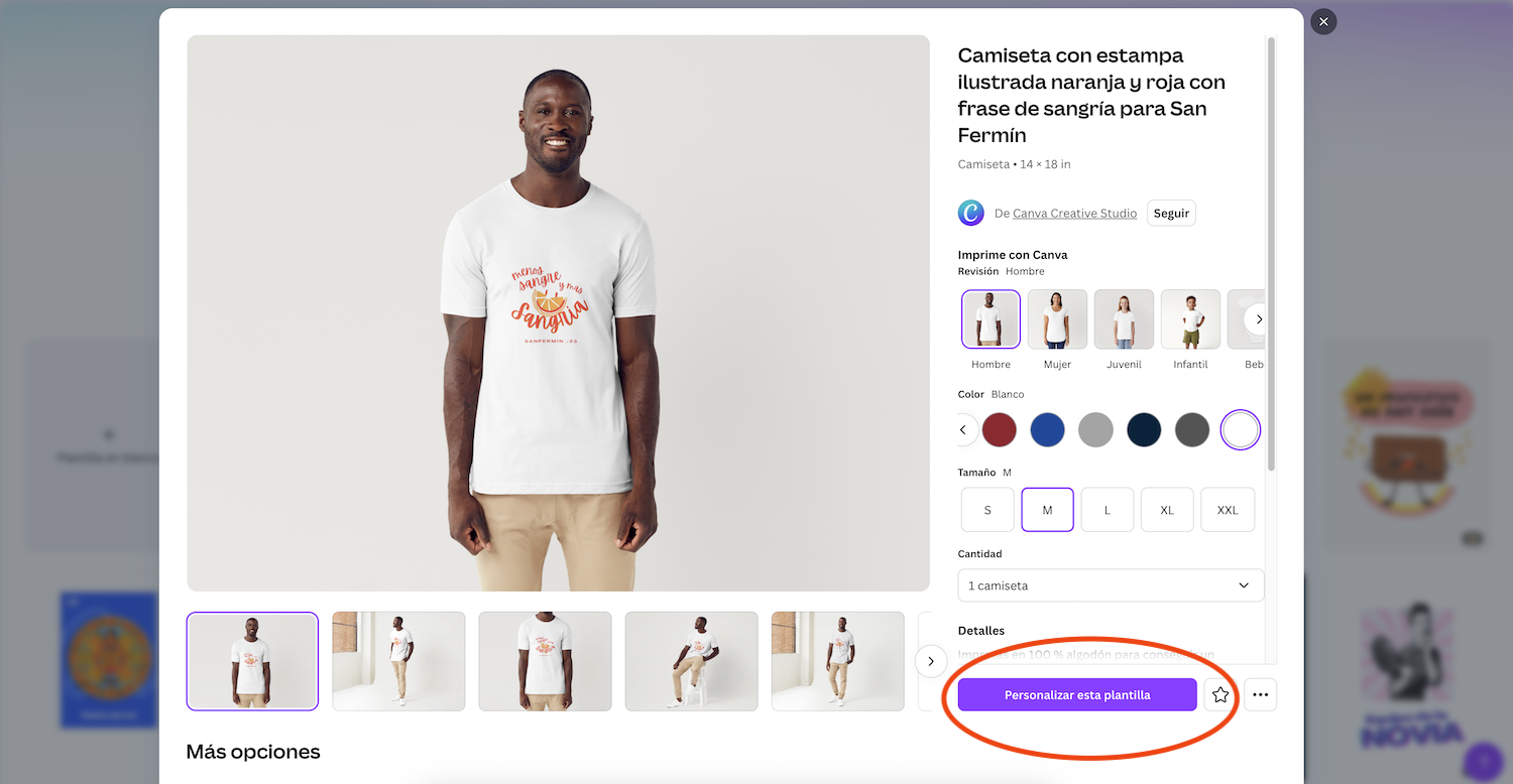 Buscar plantillas de camisetas en Canva