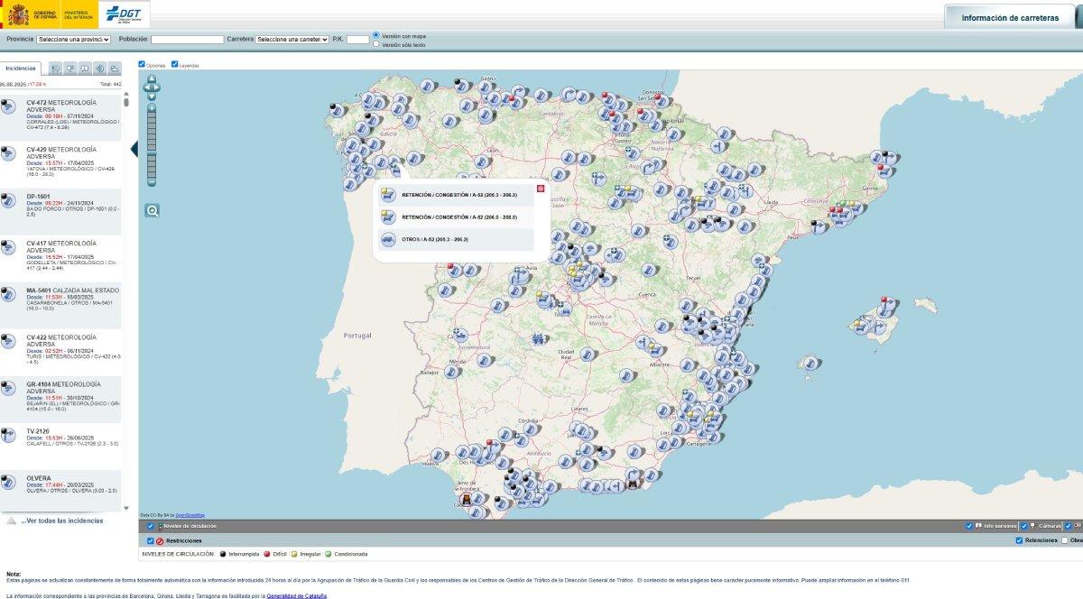 Mpa interactivo de la DGT para averiguar cualquier evento