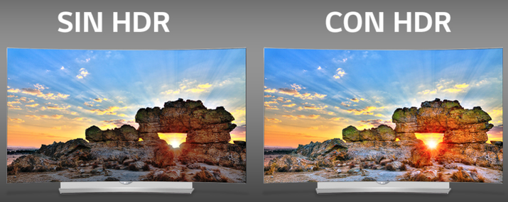 Comparación visual lado a lado: imagen SDR con colores y contraste estándar (izquierda) frente a imagen HDR con mayor brillo, contraste y colores más vivos (derecha) en Movistar Plus+.