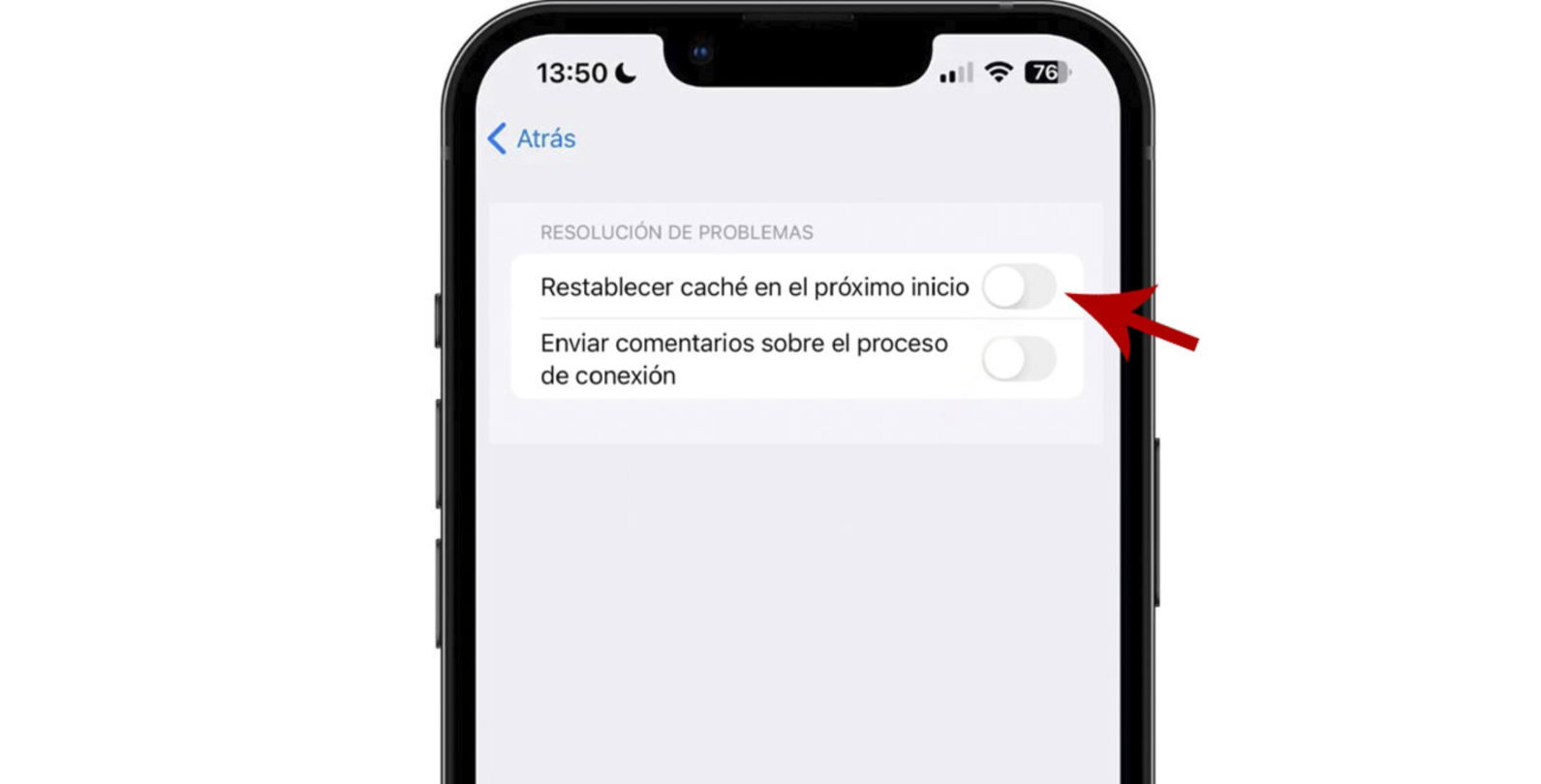 Restablecer caché app iPhone