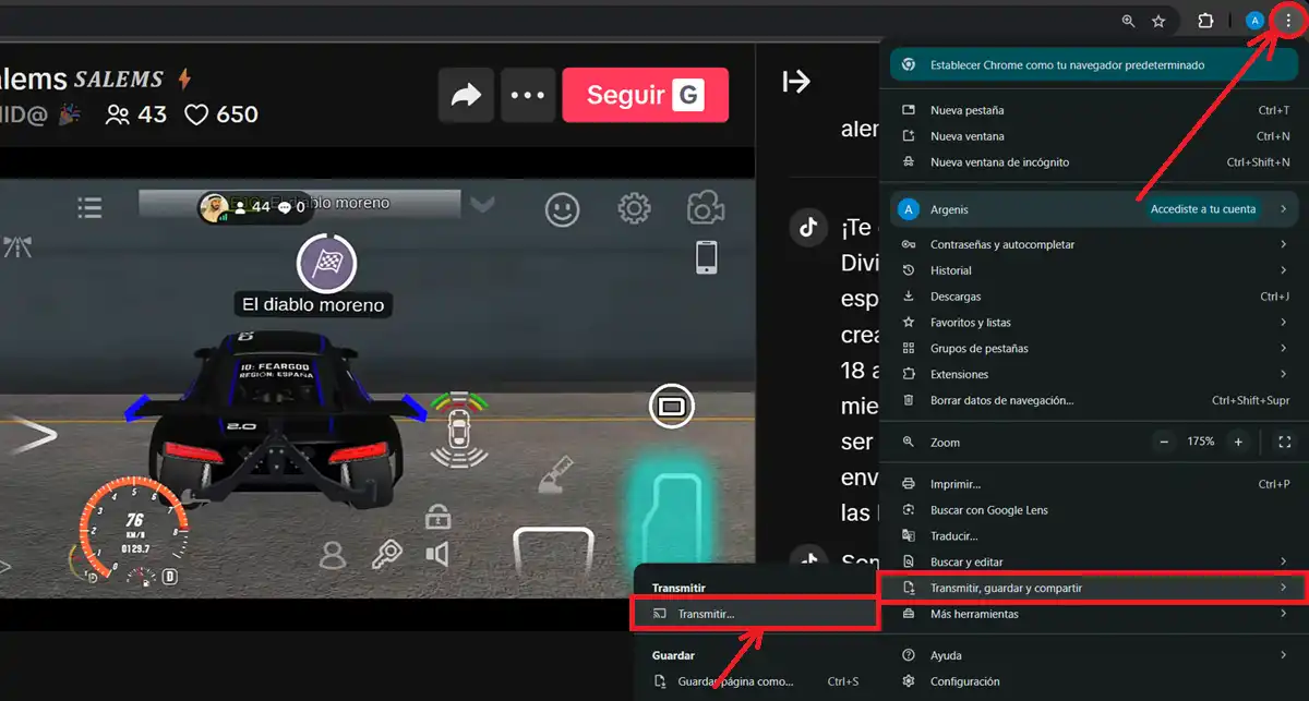 Como ver un live de TikTok en TV enviandolo desde chrome en PC