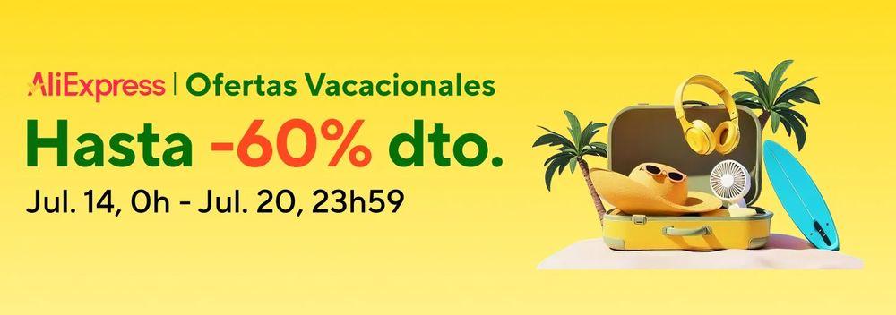 Banner de la campaña de Ofertas Vacacionales de AliExpress