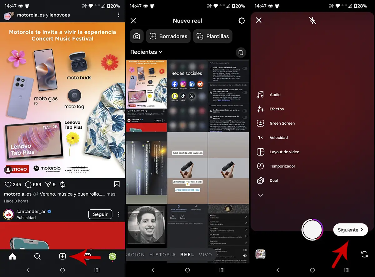 Subir un vídeo a Instagram Reels