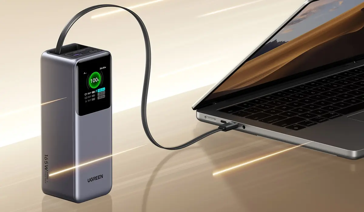 UGREEN Nexode Power Bank 20000mAh 165W con cable retractil USB-C