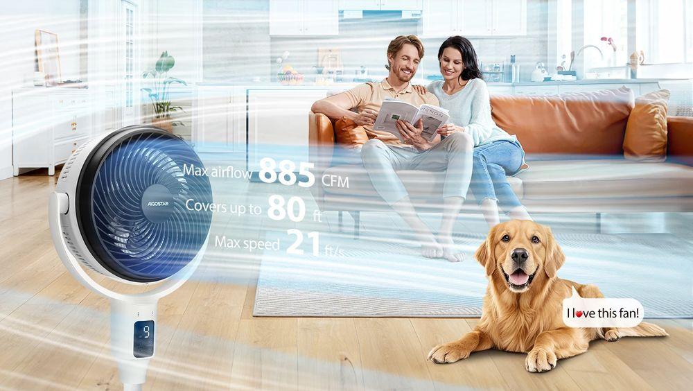 El Ventilador de pie silencioso Aigostar en una vivienda