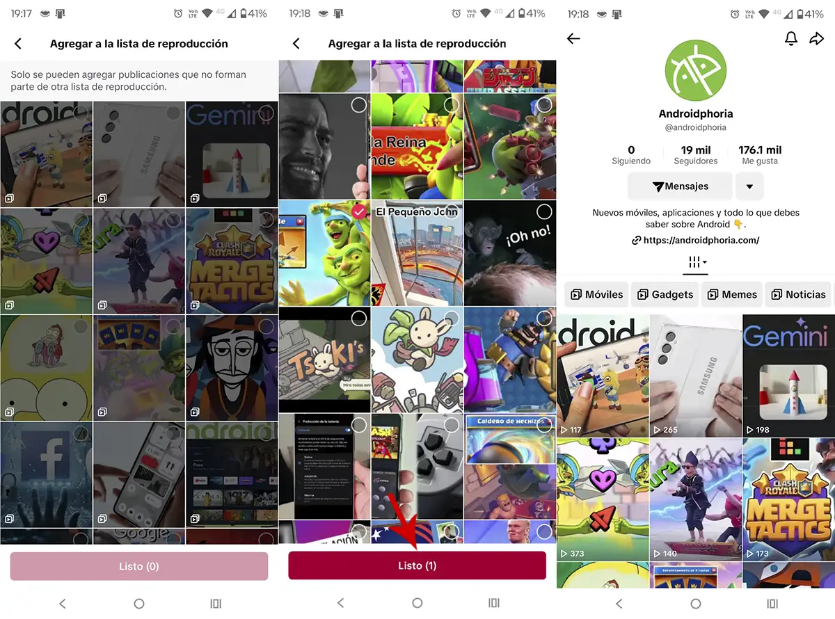 Ver lista de reproduccion en TikTok