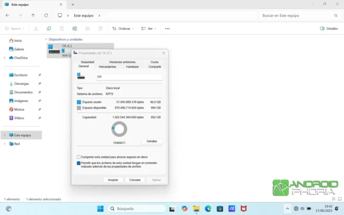 almacenamiento disponible del ASUS VivoBook S14 M3407HA