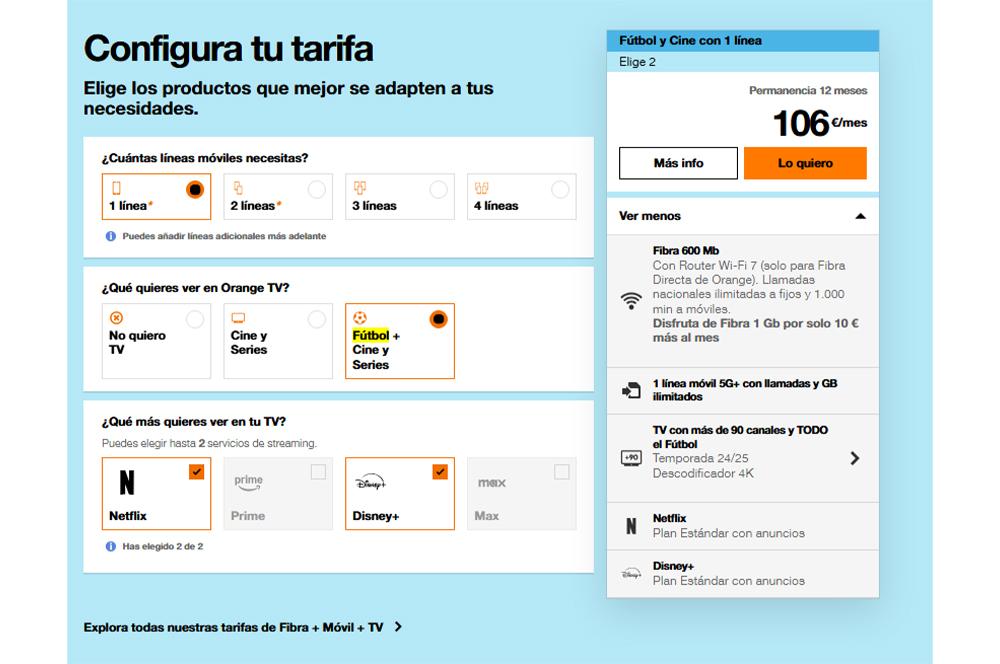 Configurador de Tarifas de Orange