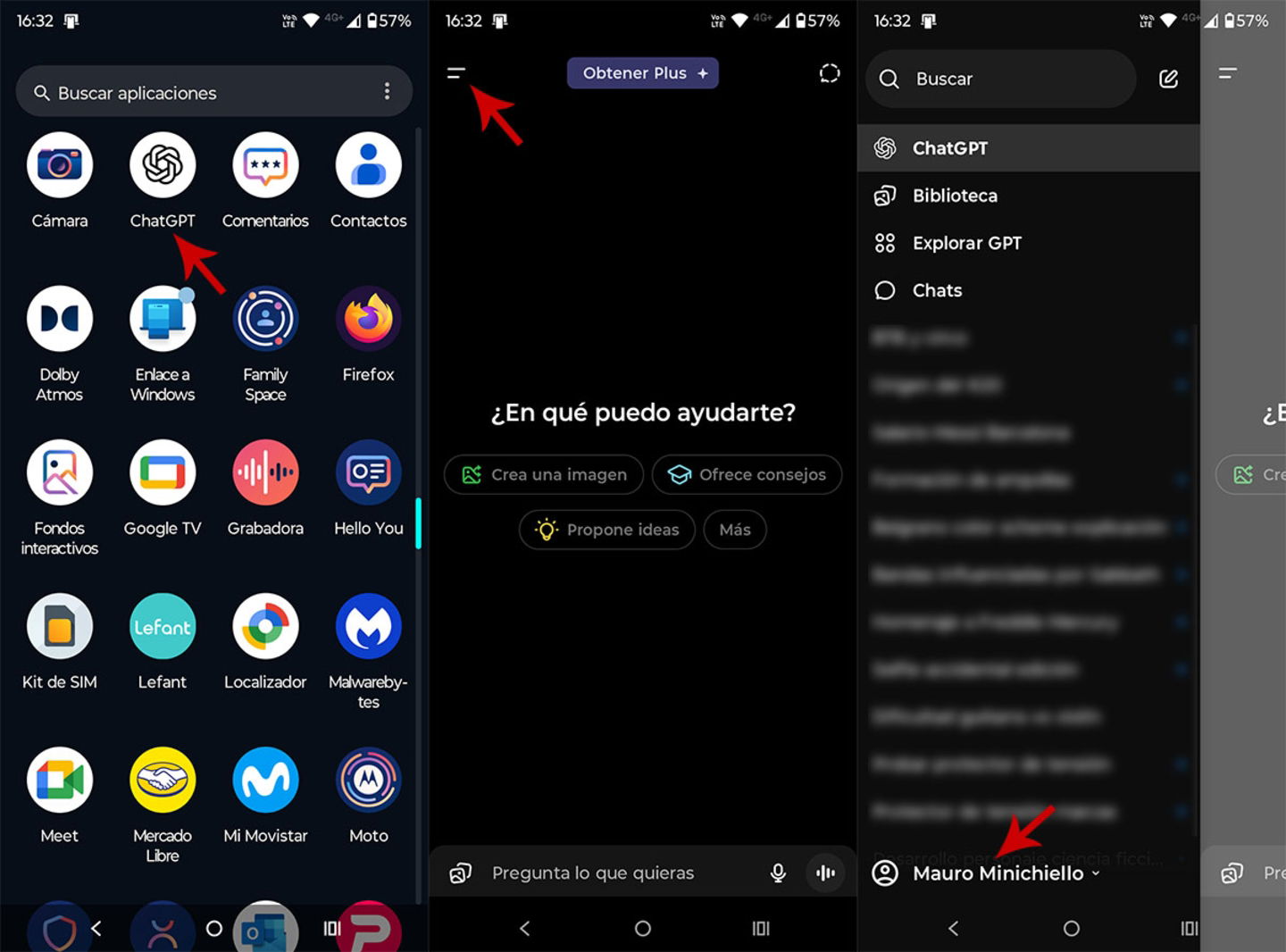 Ver las opciones de tu cuenta de ChatGPT