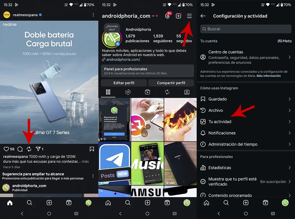 Acceder a tu actividad de Instagram