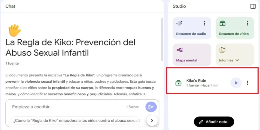 Espera un rato y se creará el resumen en vídeo.