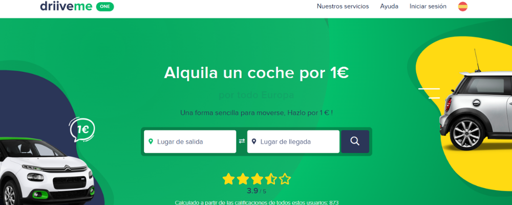 Página de inicio de Driive Me