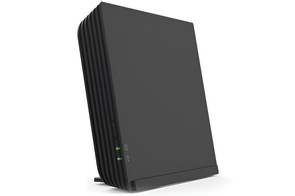 Vista frontal del repetidor WiFi 6 Premium de Orange, un dispositivo blanco con diseño vertical y LEDs de estado.