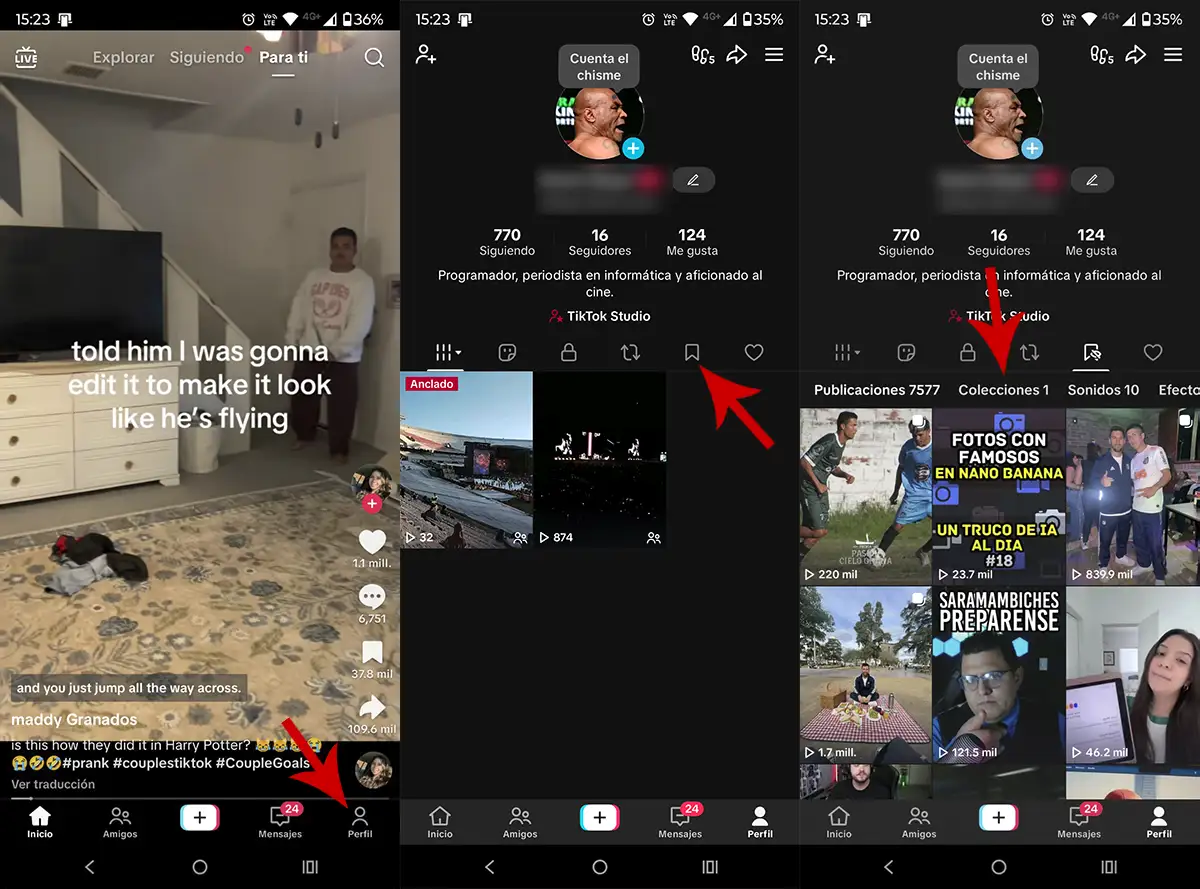 Acceder a las colecciones de los vídeos de TikTok