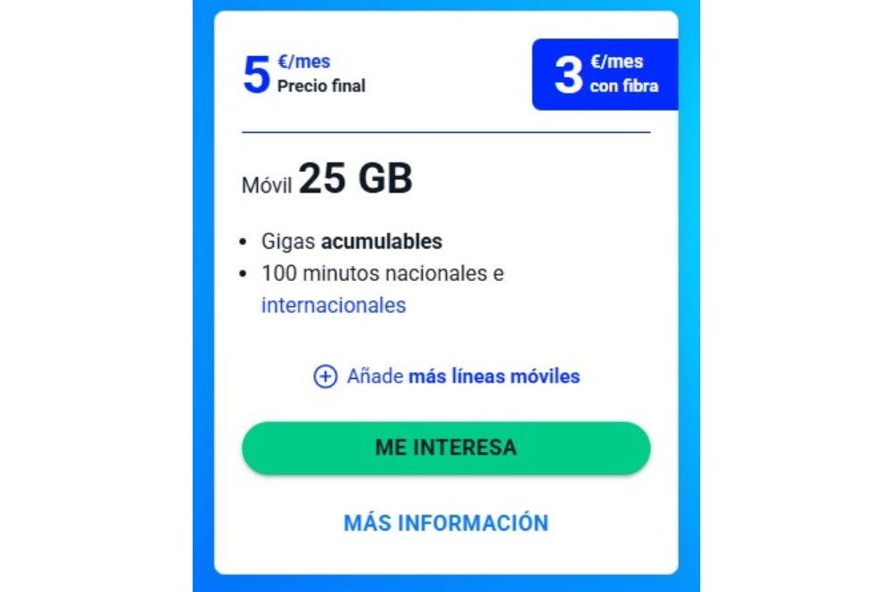 Una captura de la tarifa más barata solo móvil de Digi