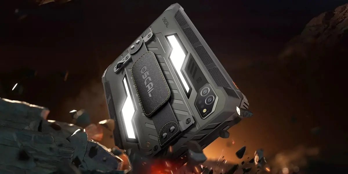 OSCAL SPIDER 10 tablet rugerizada con linterna de 1100 lumens y bateria de 20000 mah