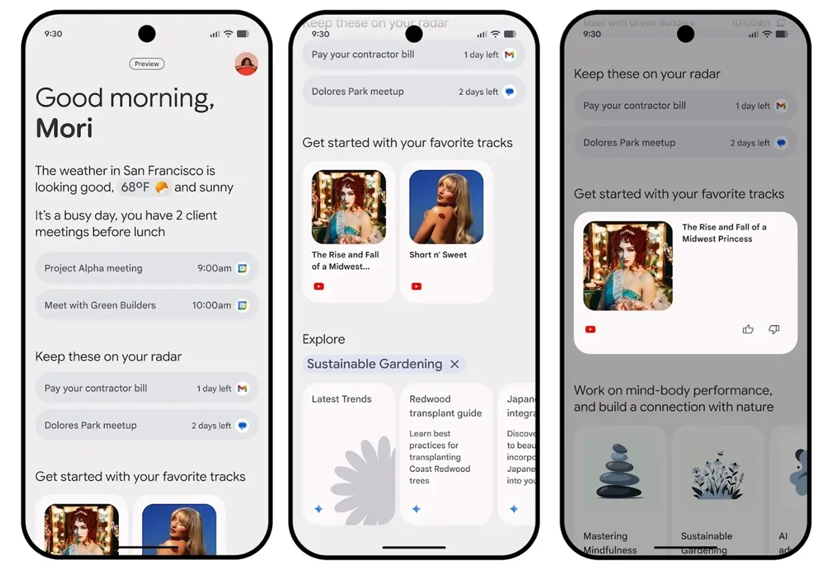 Que es la aplicacion Vista diaria de los moviles Google Pixel 10 para que sirve