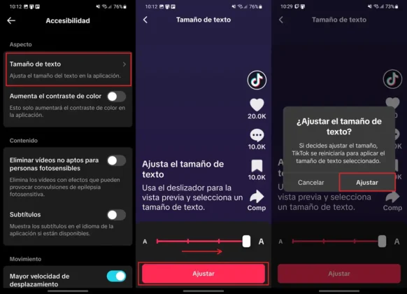 como aumentar tamano de texto en tiktok