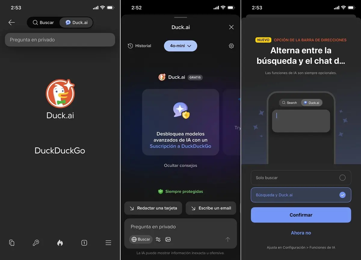 DuckDuckGo navegador con la inteligencia artificial Duck.ai