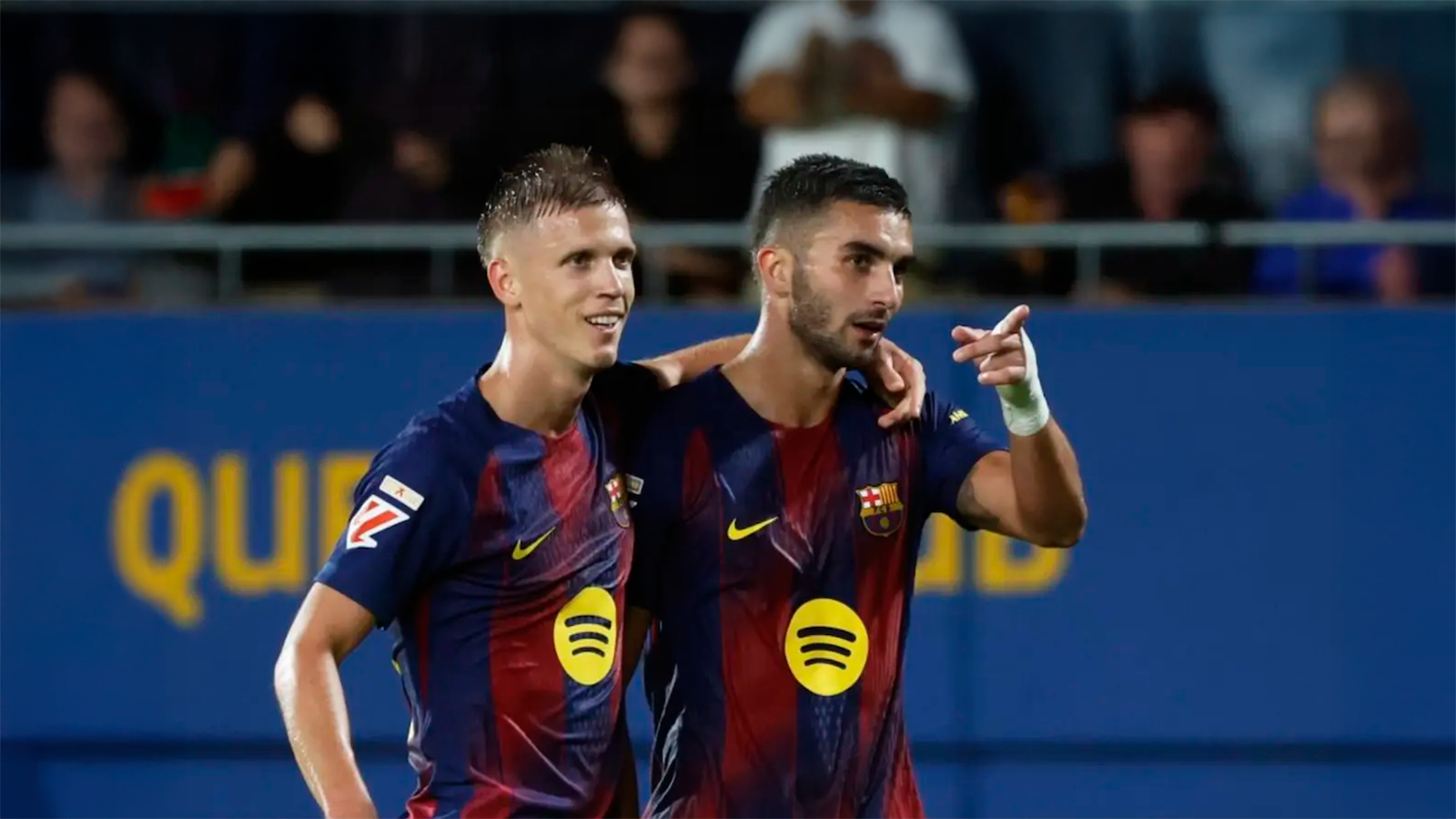 Jugadores del FC Barcelona celebrando un gol durante uno de sus últimos partidos