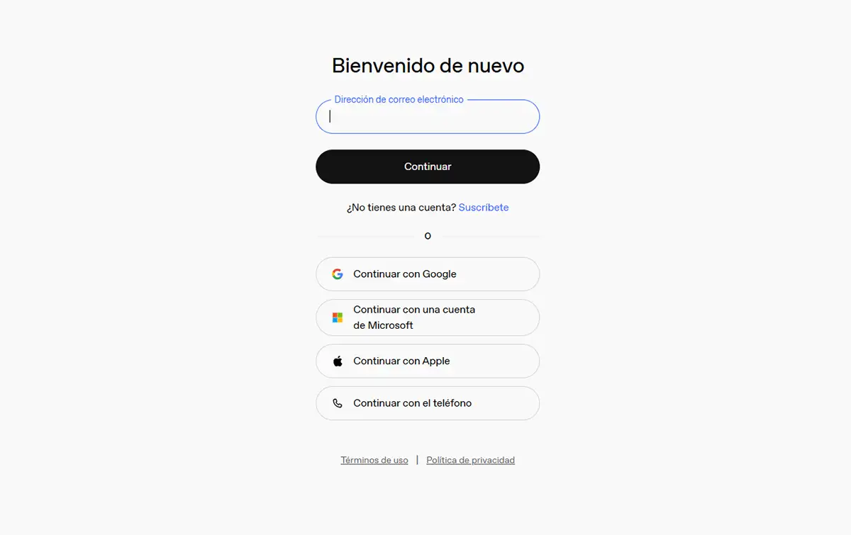 Iniciar sesión en OpenAI