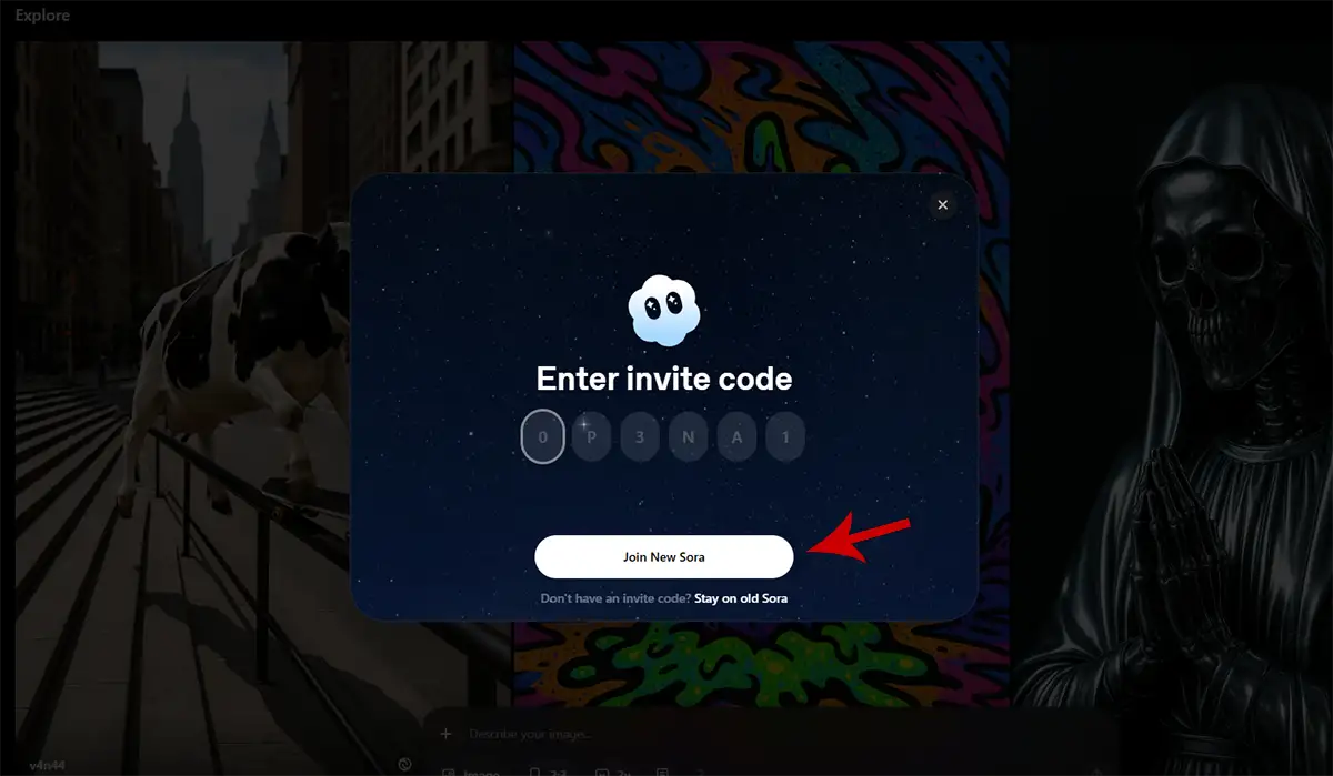 Poner el código de invitación para usar SORA 2