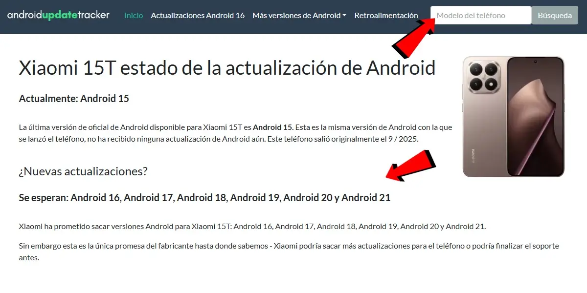 como comprobar si tu Xiaomi recibira una actualizacion con Android Update Tracker