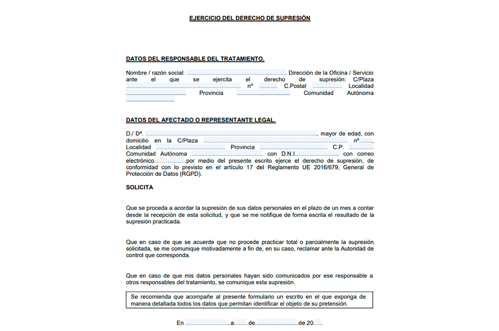 Formulario de la AEPD