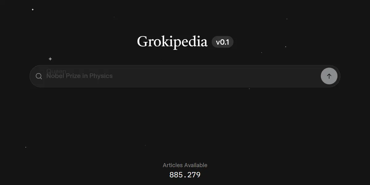 Página de inicio de la Grokipedia