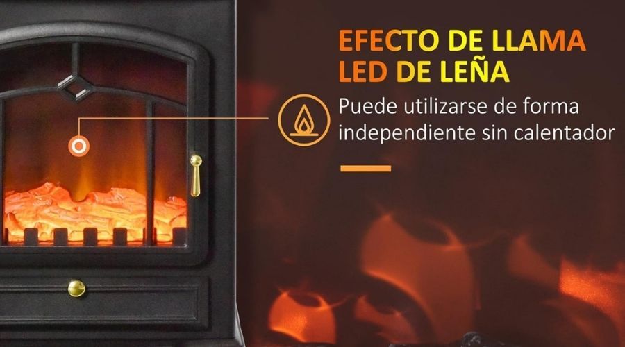 HOMCOM Chimenea Eléctrica Portátil efecto llama
