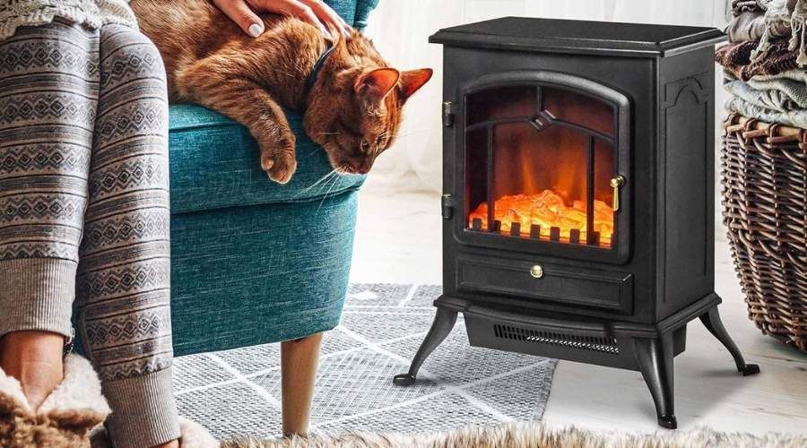 HOMCOM Chimenea Eléctrica Portátil foto