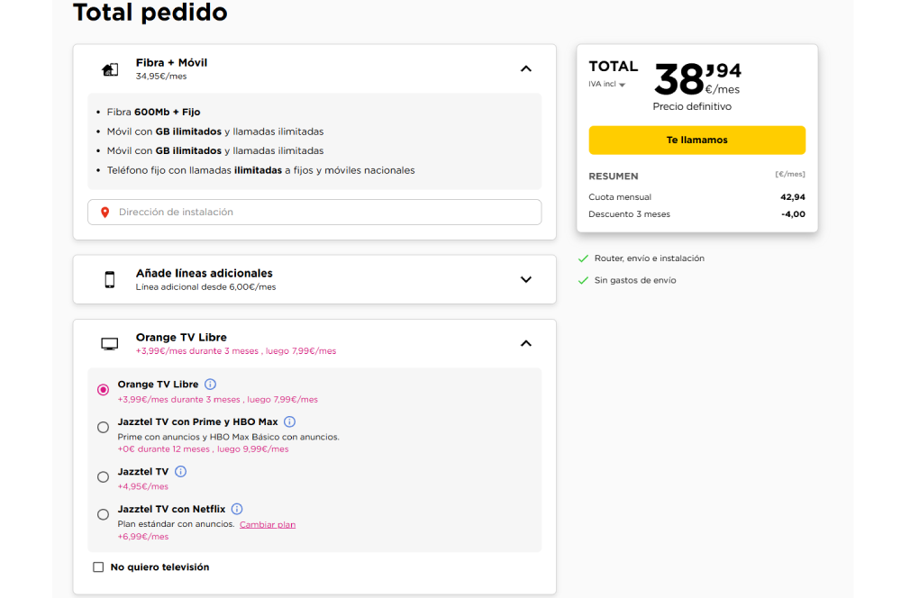 Promoción de Jazztel con fibra, móviles y televisión