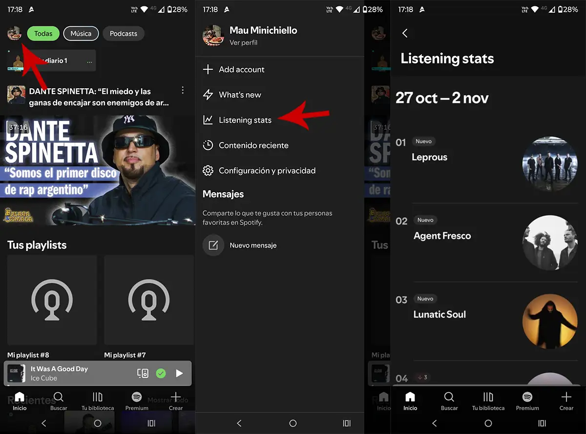 Ver tus estadísticas en Spotify