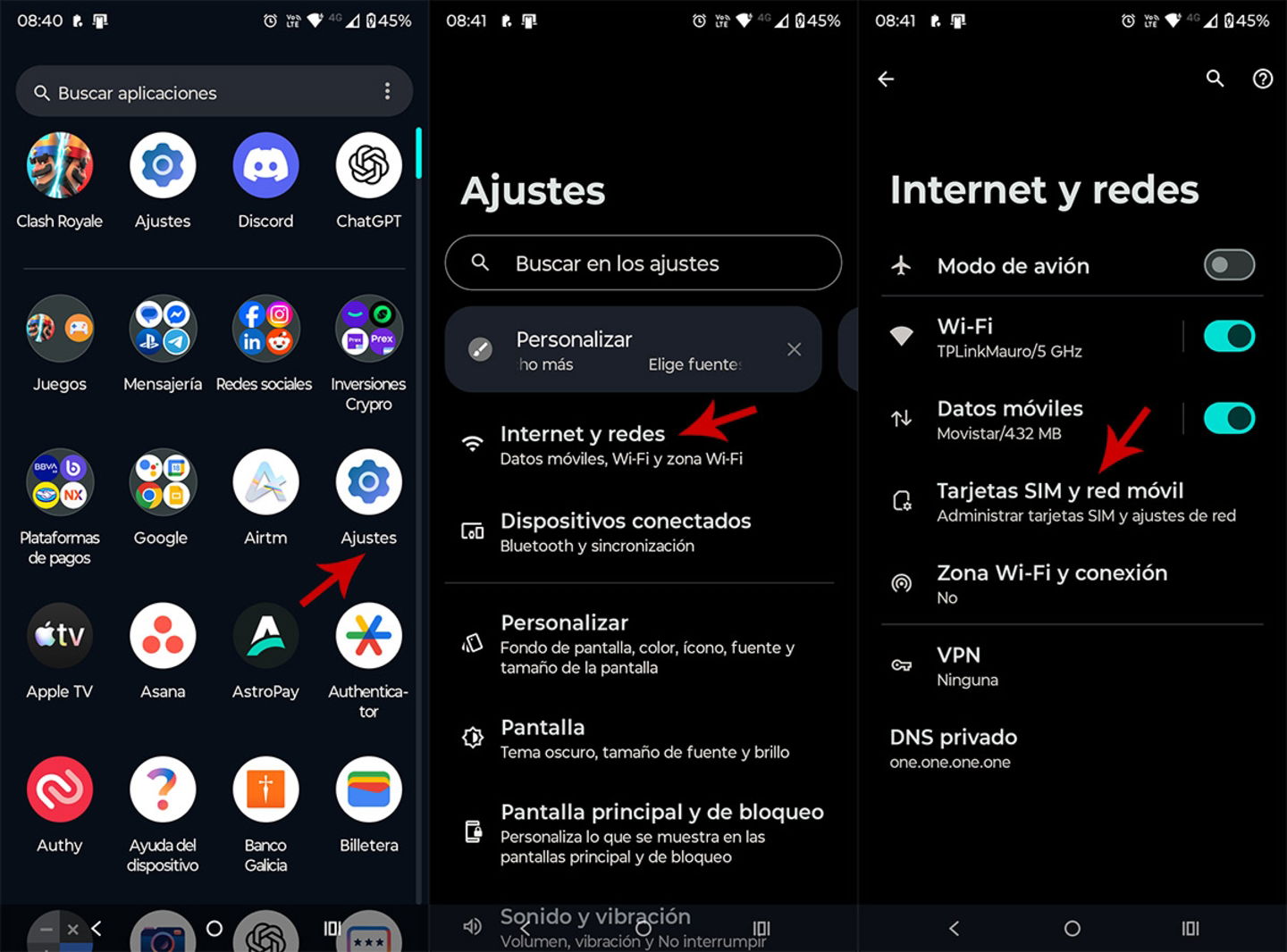 Acceder a los ajustes de la tarjeta SIM