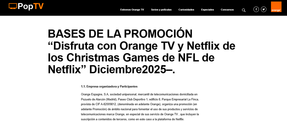 Promoción Orange TV con Netflix para la NFL