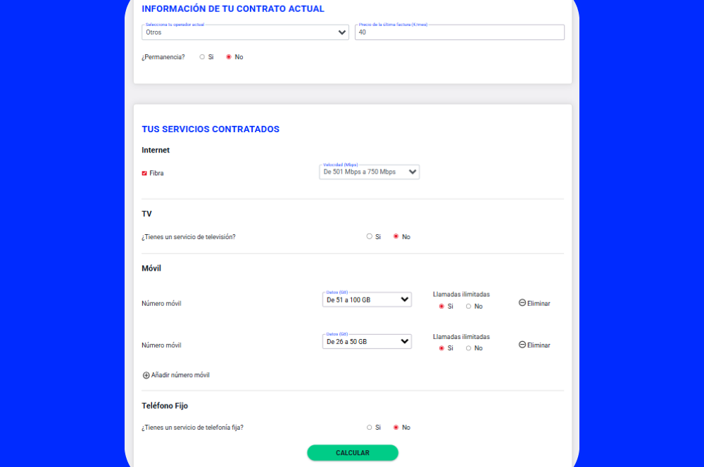 datos contrato actual O2 comparador Digi