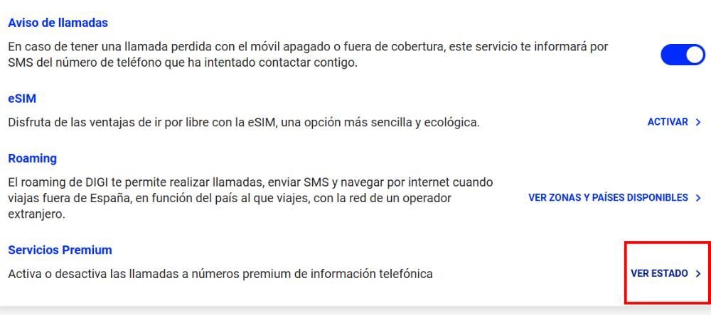Acceder a Servicios Premium de Digi desde la web