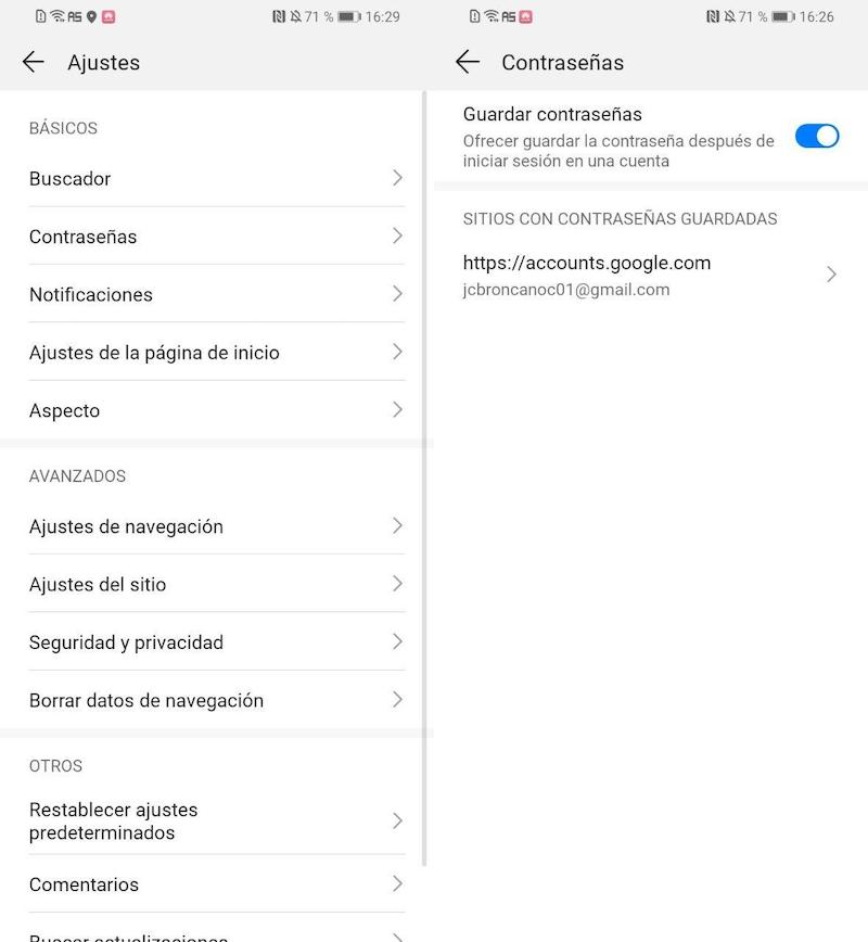 ajustes ocultos navegador huawei 1