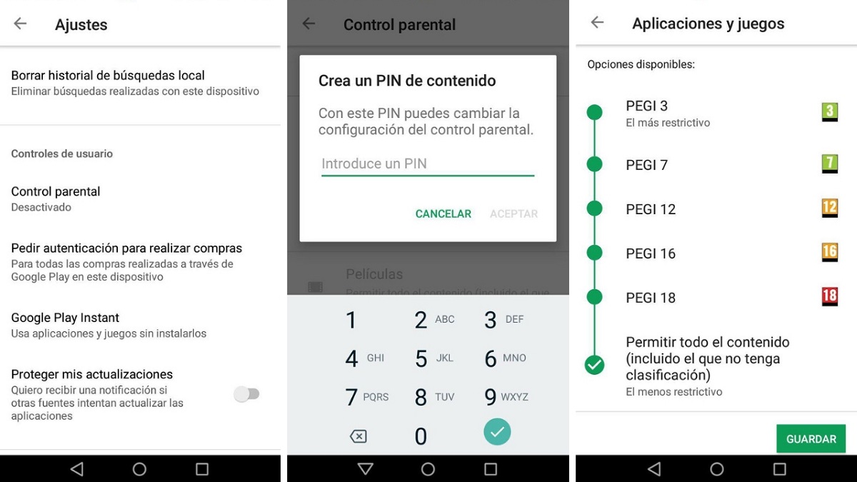 Control parental Google Play