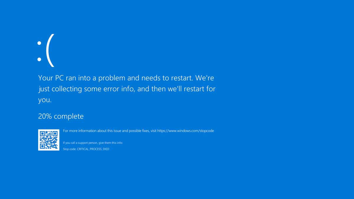 Pantalla azul de la muerte en Windows